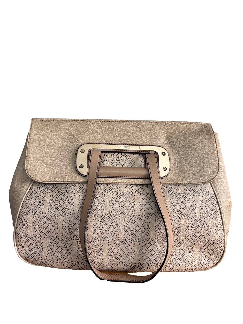 Loewe Anagram Shoulder Bag Kite Satchel Coated Canvas & Leather Tote - Picture 4 of 16